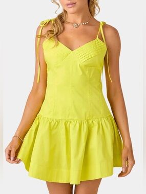 Baby Pink | Electric Neon Lemon Lime Ruffle Mini Dress